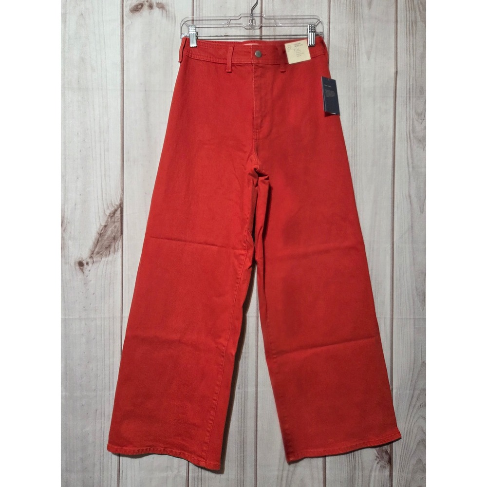 Universal Thread Women Sailor Wide Leg High Rise Jeans Red Orange Size 4 Reg NWT
